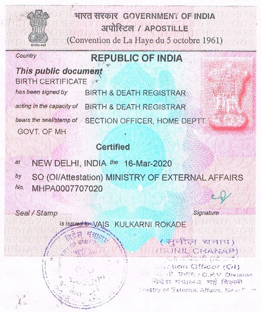 印度公民授权书海牙认证