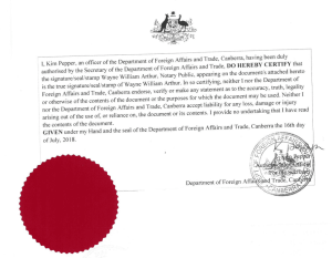 澳大利亚海牙认证：所需文件海牙认证