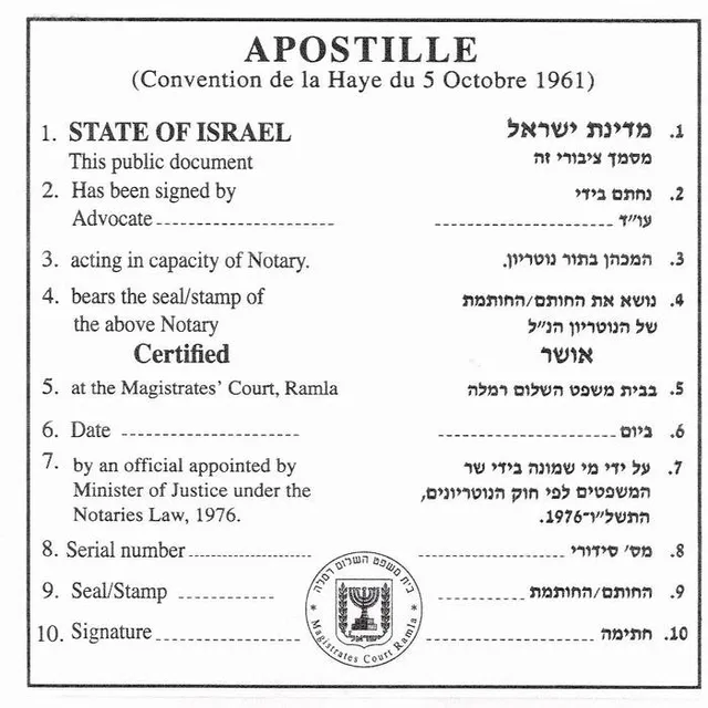 以色列海牙认证