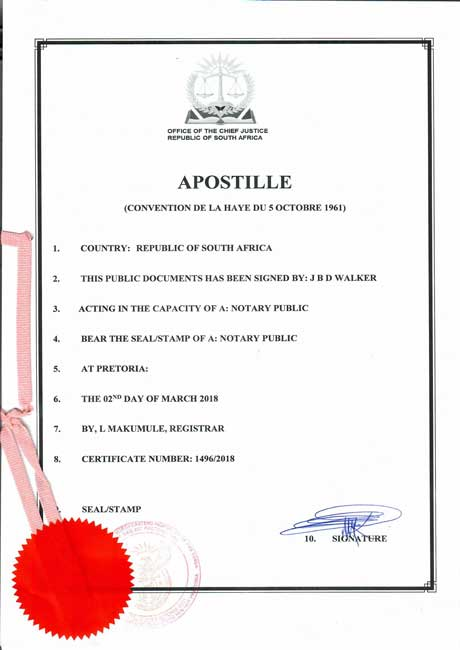 南非海牙认证_Apostille认证
