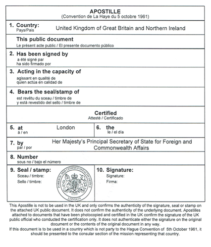 英国伦敦医疗文件海牙认证