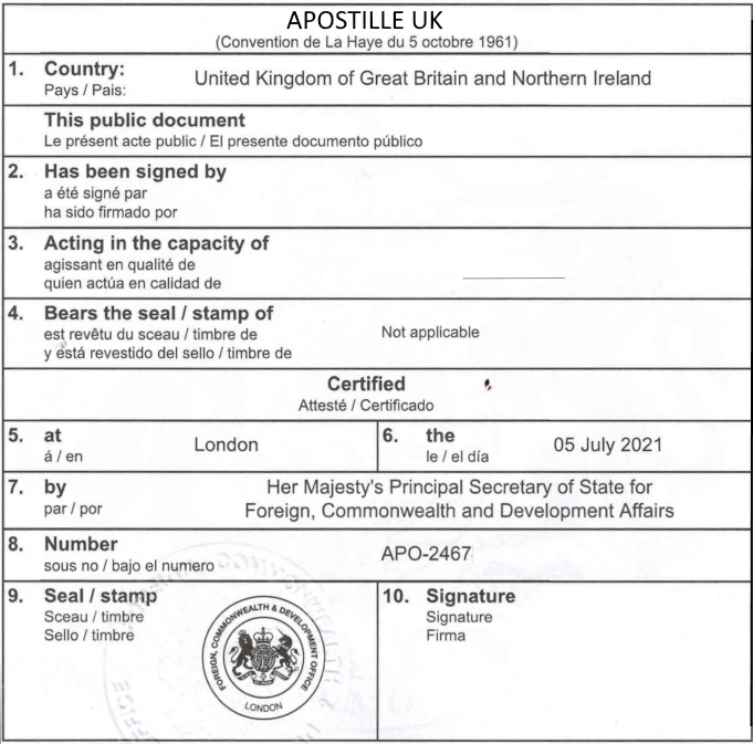 英国海牙认证_Apostille认证