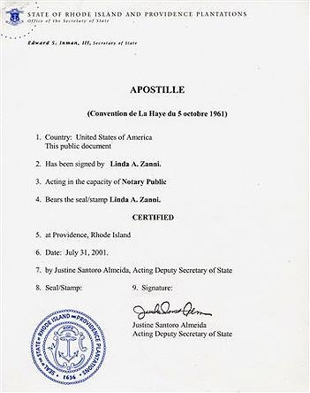 美国罗得岛州海牙认证_apostille海牙认证