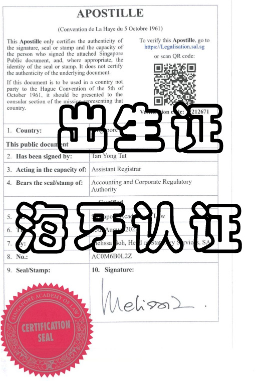 新加坡出生证海牙认证作用