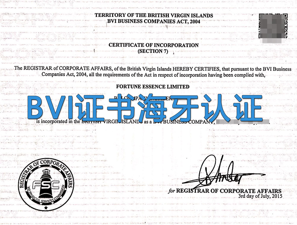 bvi企业证书海牙认证