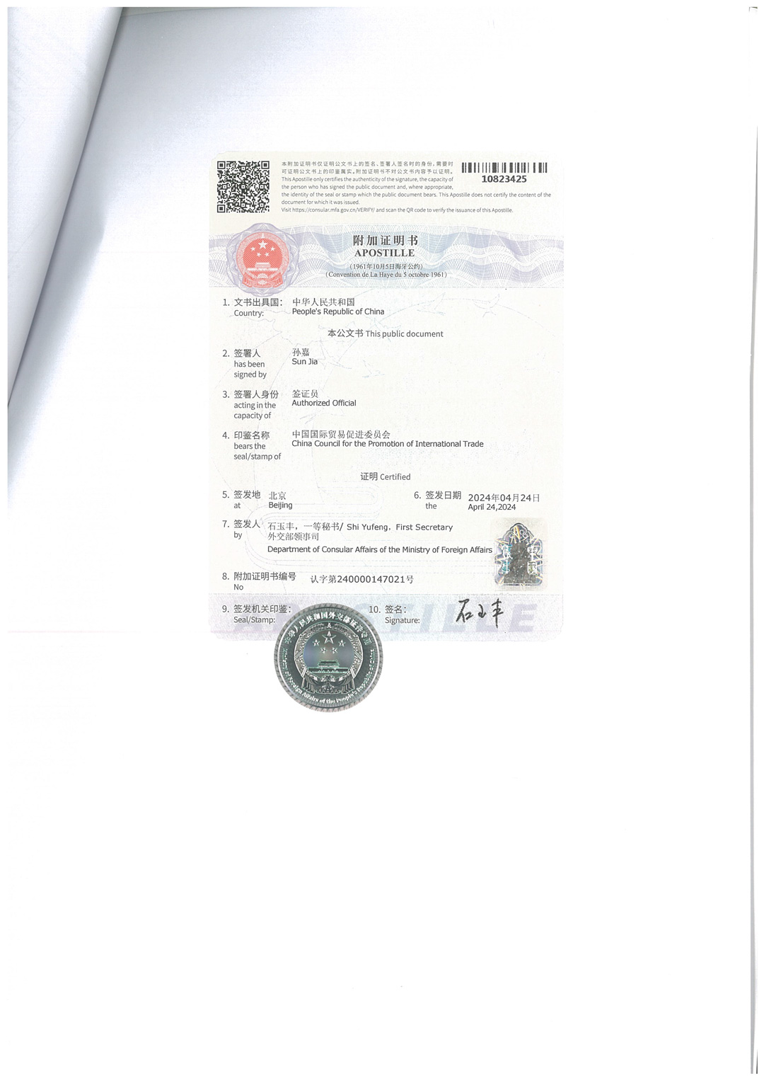 纳税税务报表海牙认证