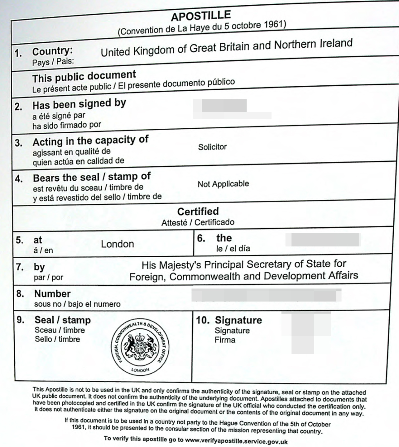 开曼公司注册证书英国海牙认证