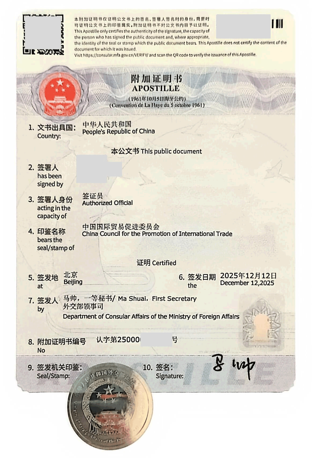 国家信用报告海牙认证