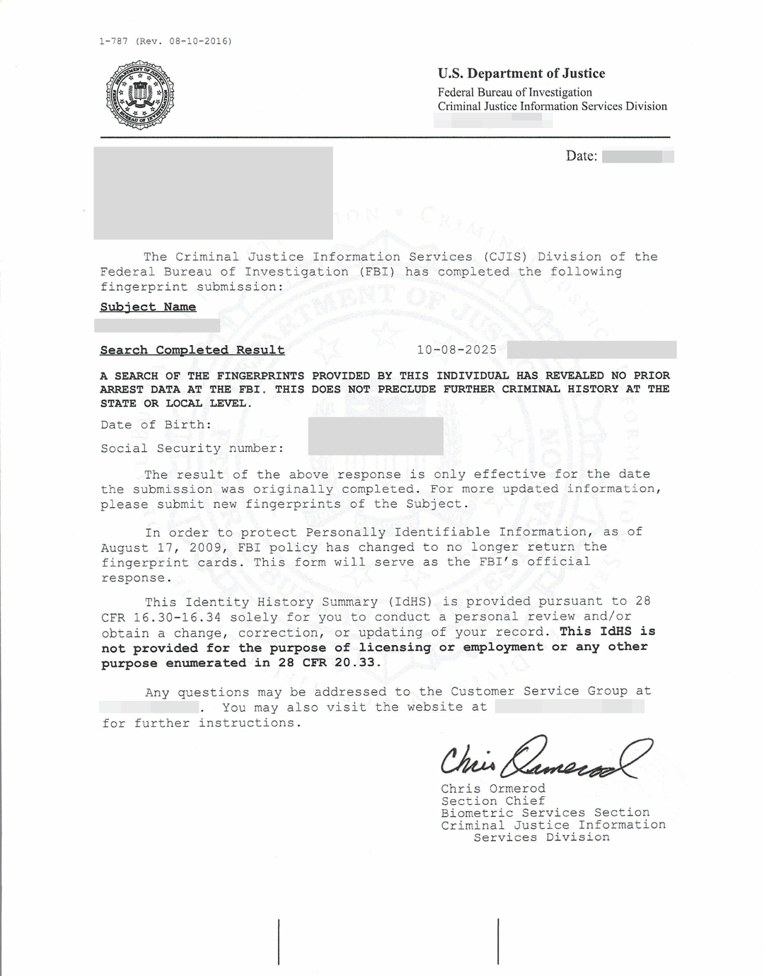 马里兰州无犯罪记录证明