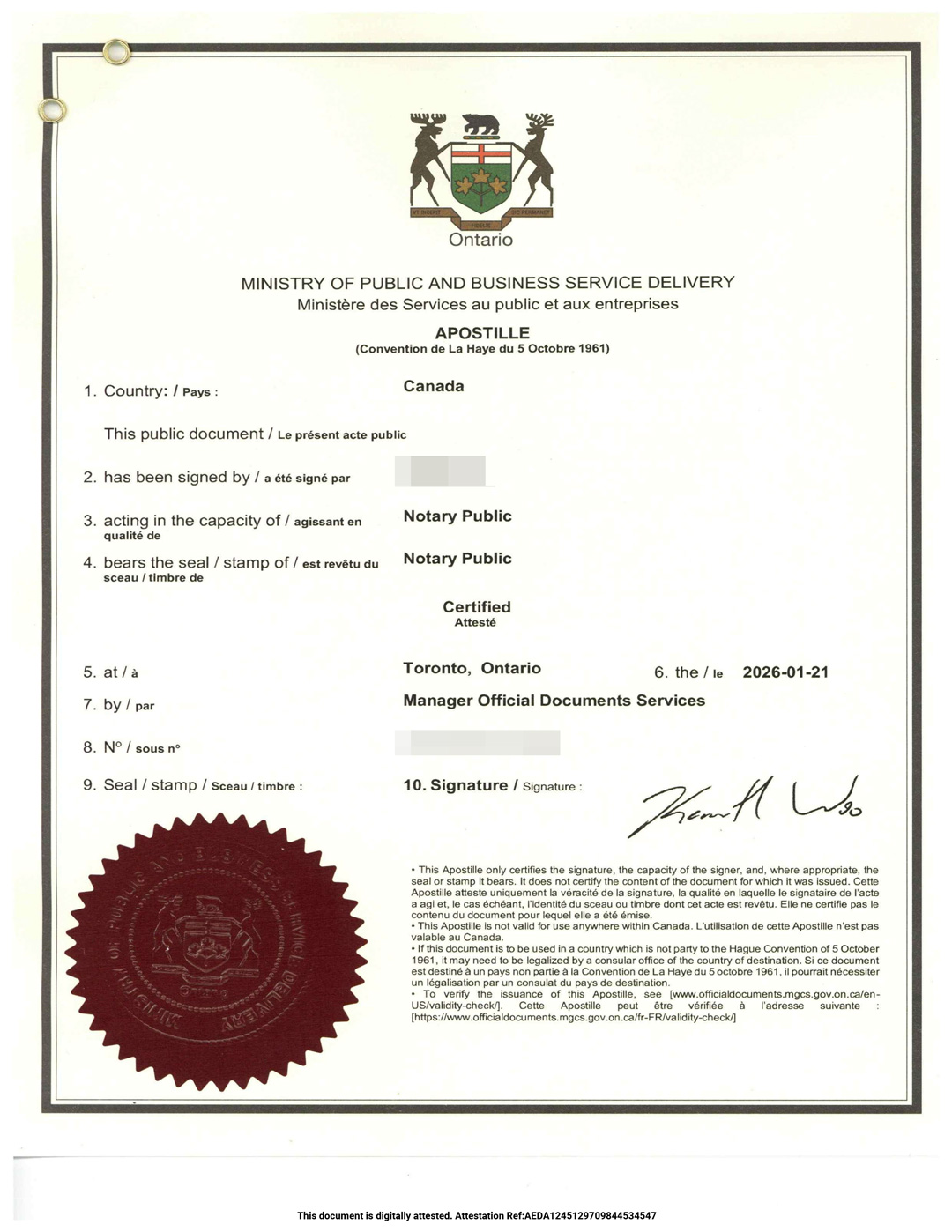 加拿大海牙认证