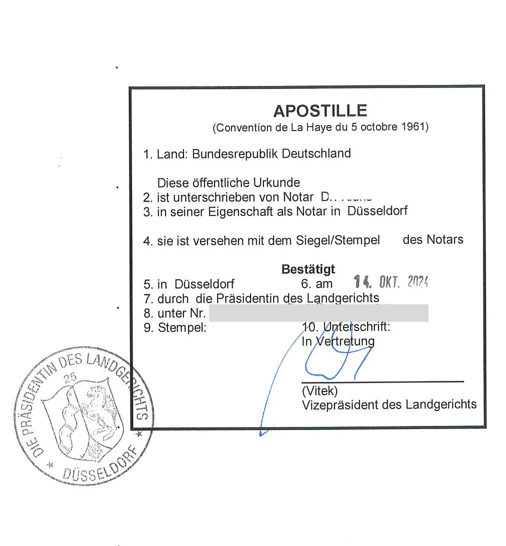 德国营业执照海牙认证