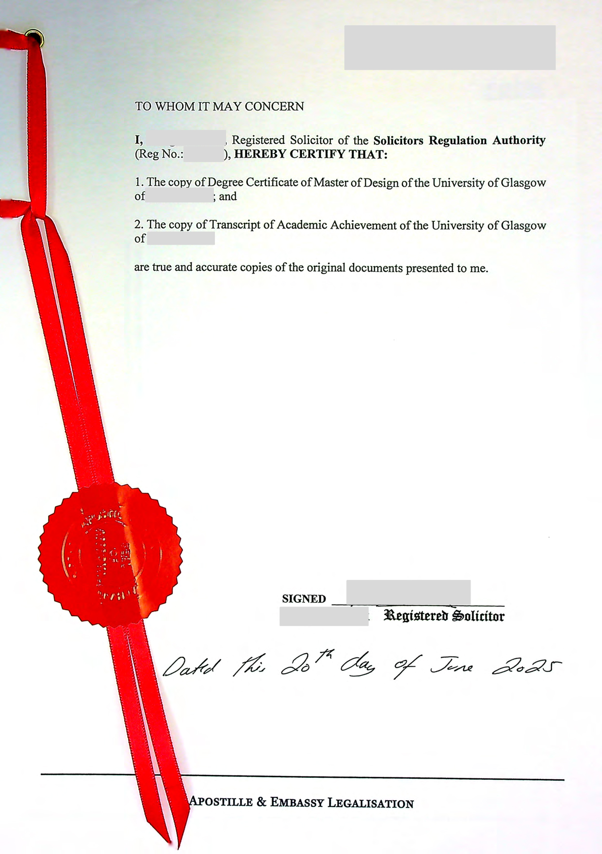 英国成绩单国际律师公证