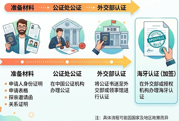 探亲签证海牙认证办理流程
