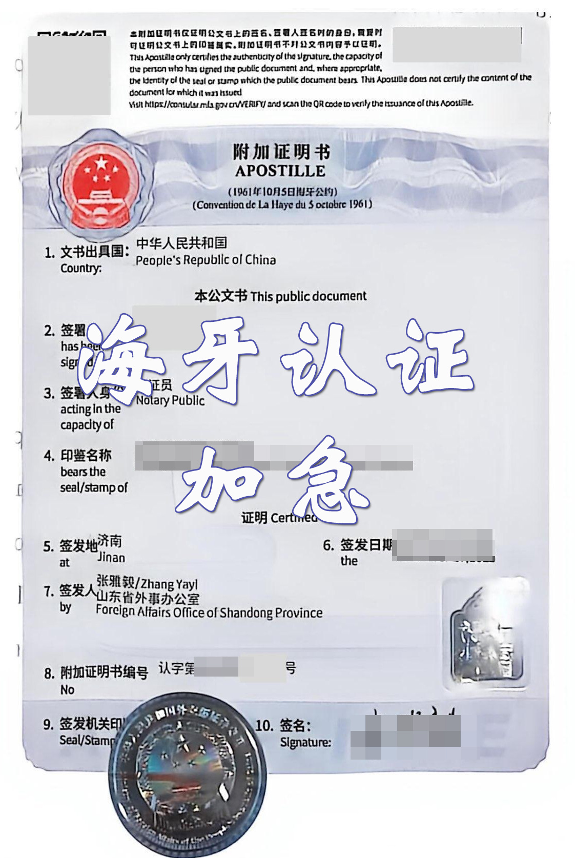 海牙认证加急办理